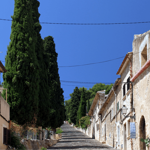 Take a stroll through the historic town of Pollença, ten minutes by car