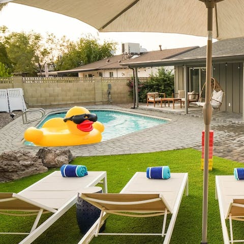 Cool off in the refreshing backyard pool