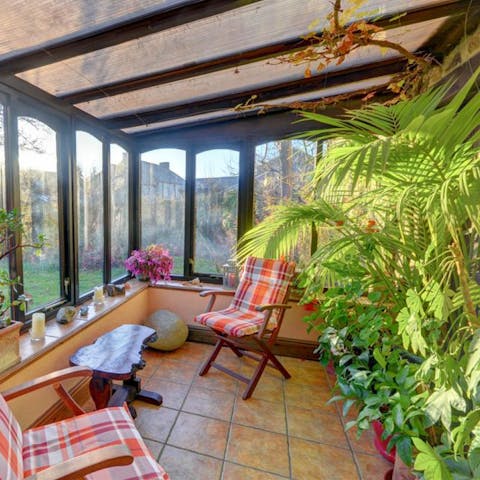 Start mornings off with coffee in the conservatory