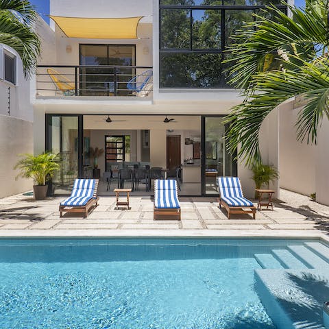 Start your day right with a float in the private pool