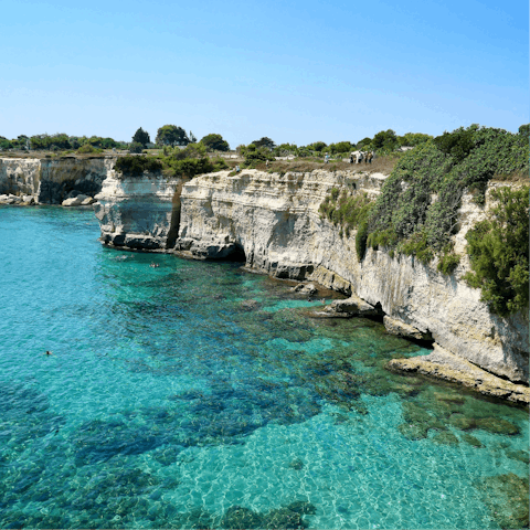 Head to the beautiful Puglia coastline in ten minutes' drive