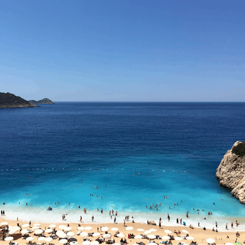 Visit the local beaches of Kalkan and have a refreshing swim in the crystal-clear sea