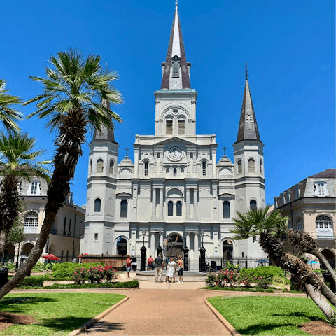 Visit Jackson Square, twelve minutes away on foot