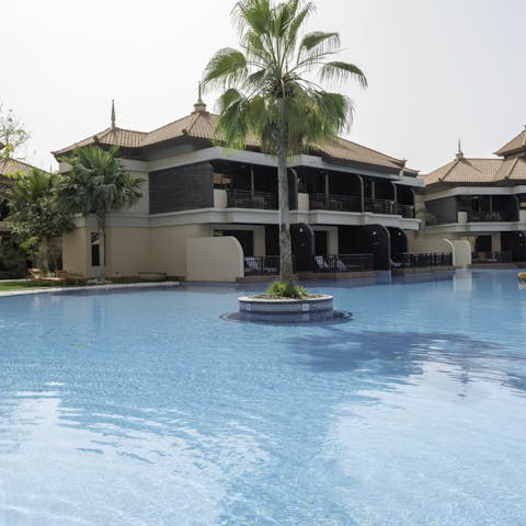 Cool off from the Dubai sun in the shared swimming pool