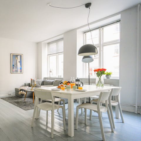 Serve up some local Danish delicacies at the dining area