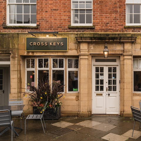 Dine at Cross Keys for a hearty evening meal – a three minute walk away 