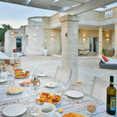 Serve up an antipasto feast and dine until late on the terrace