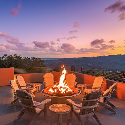 Gather around the fire pit with a glass of California wine in hand 