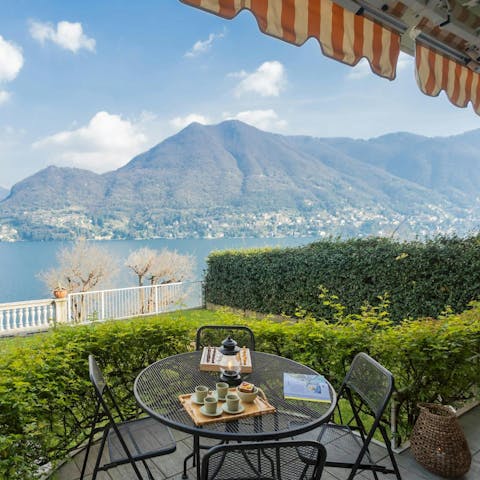 Admire the breathtaking waterfront views in the private garden