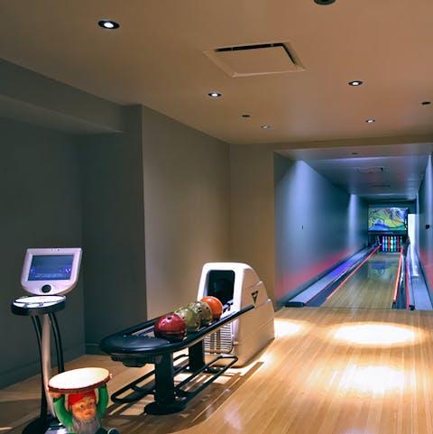 Be the first of your group to get a strike in the on-site bowling alley