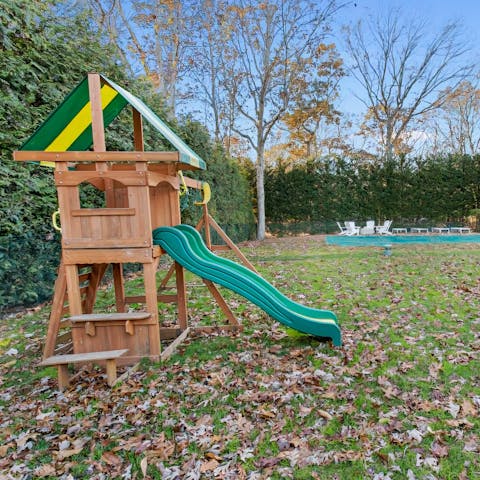 Let the little ones wear themselves out on the garden playset