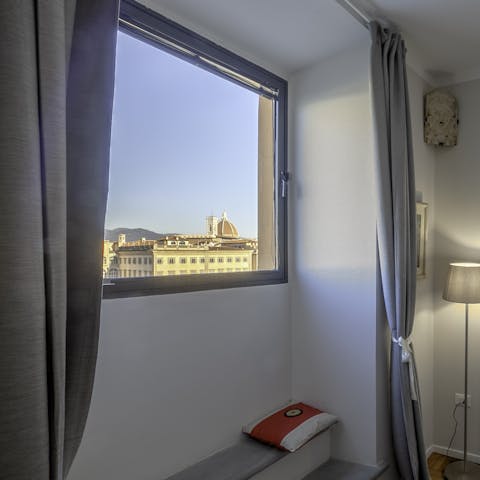 Take in the vistas of Florence from the main bedroom