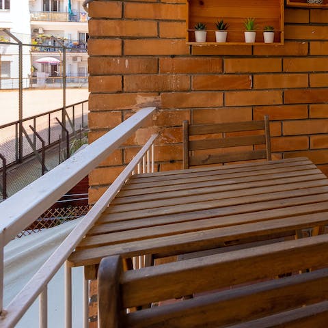 Enjoy some gazpacho on the balcony