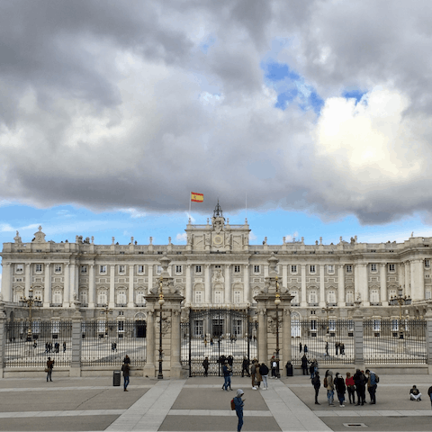 Visit the Royal Palace of Madrid, a one-minute walk away