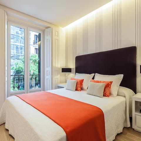 Wake up in the beautifully curated bedrooms feeling rested and ready for another day of Madrid sightseeing