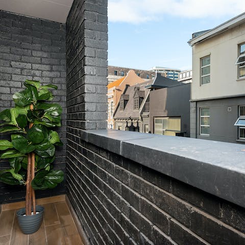 Enjoy a cup of coffee on the balcony before going hiking