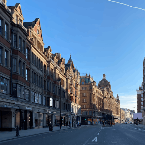 Wander three minutes to the main road of Knightsbridge for deluxe shopping and dining