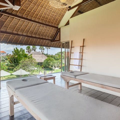 Book a relaxing massage in the open-air spa