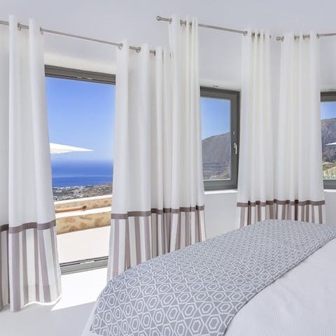 Wake up to the sounds of the Aegean Sea in the distance, pour your morning coffee and take in the view