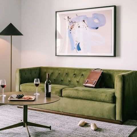 Make yourself at home in the stylish living area after a day exploring the city