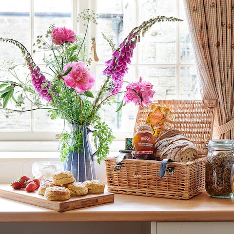 Arrive to be greeted by a welcome hamper