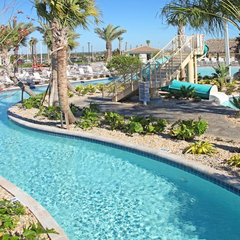 Head to the resort's shared pool for fun on the flumes