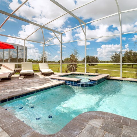 Swim in the pool or soak the day away in the private Jacuzzi