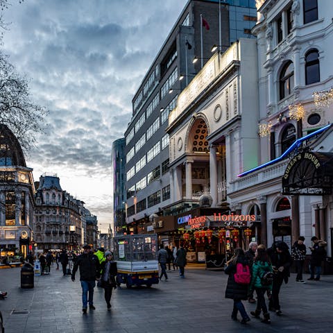 Catch a show on the West End – Piccadilly Circus and Leicester Square are a fifteen-minute walk