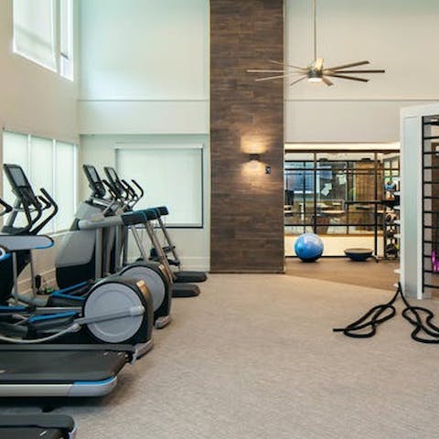 Stay fit at the in-building gym
