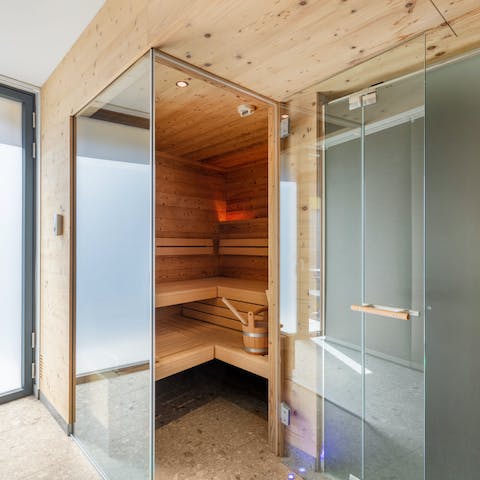 Enjoy some well–deserved rest and relaxation in the sauna 