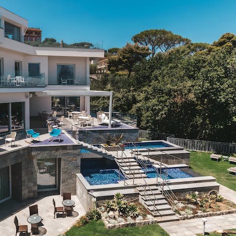 Cool down in one of two private pools as the sun brightens