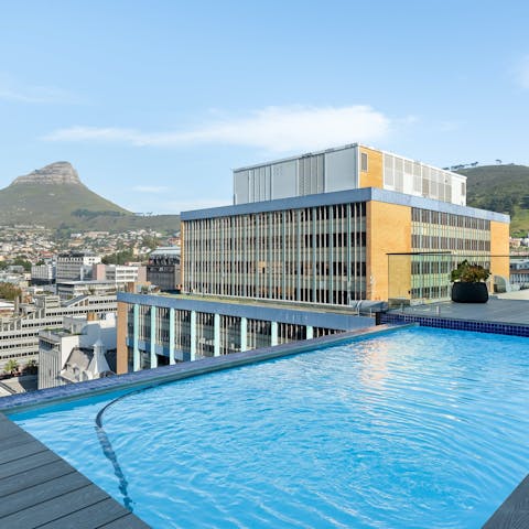 Cool off from the South African sun in the infinity rooftop pool
