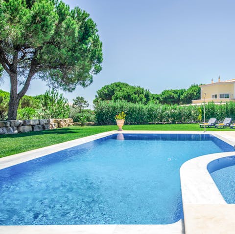 Swim in the private pool for a little respite from the Portuguese sun