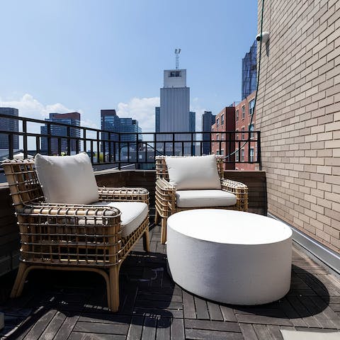Gaze out over Manhattan's skyline from the lower terrace