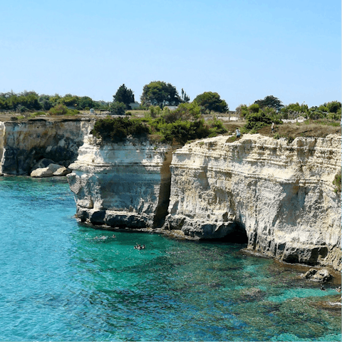 Spend the day exploring the beautiful beaches and coves along the Puglian coast