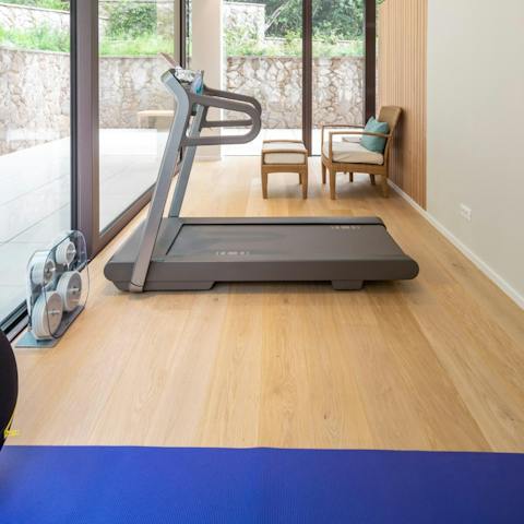 Don't miss a day of your workout, with the gym equipment downstairs in the wellness room