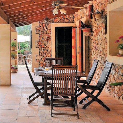 Serve up some Spanish tapas at the outdoor dining area 