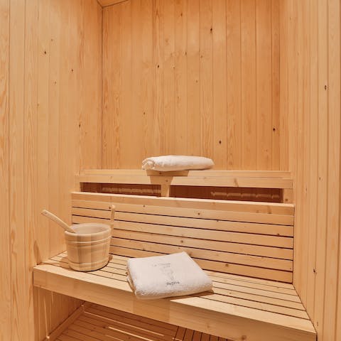 Treat sore muscles to a long session in the chalet's sauna