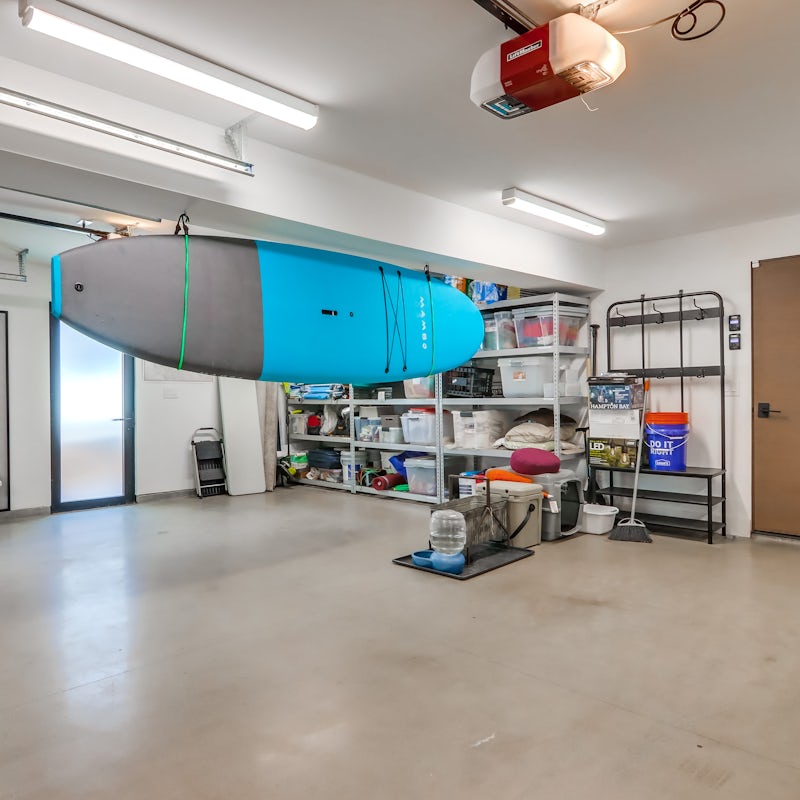 Don't worry about beach supplies with a garage full of boogie boards and beach toys