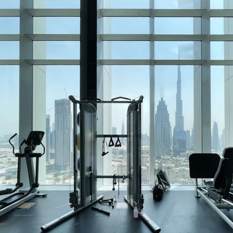Work up a sweat while still enjoying the incredible skyline view