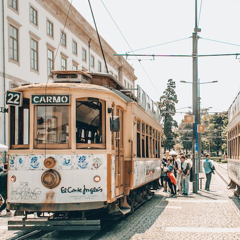 Jump on the tram and make your way to the beach at Foz do Duoro