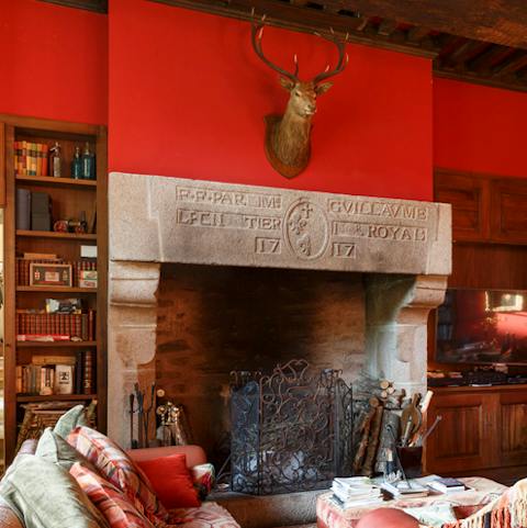Of course there's a stag above the fireplace