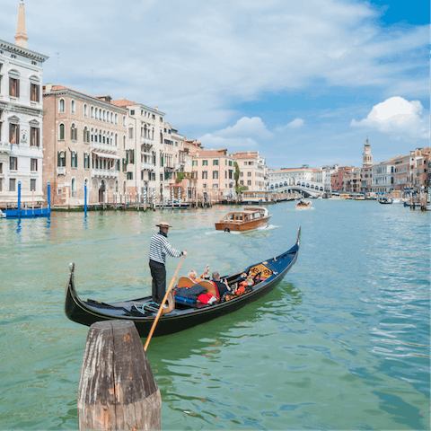 Stroll over to the Grand Canal in under five minutes and hop on a gondola
