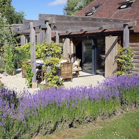 Dine on the terrace surrounded by the scent of lavender in the summer