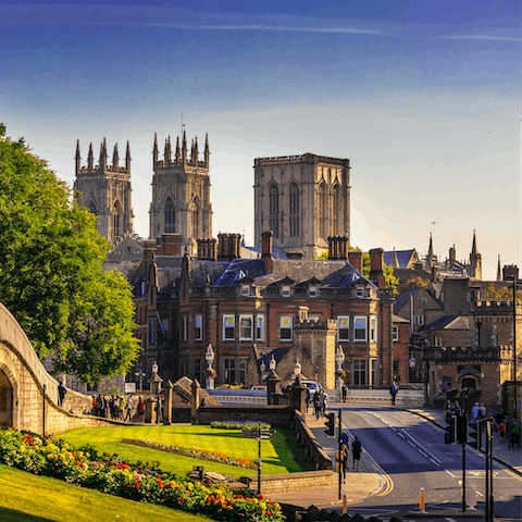 Visit the famous York Minster, less than a fifteen-minute walk away