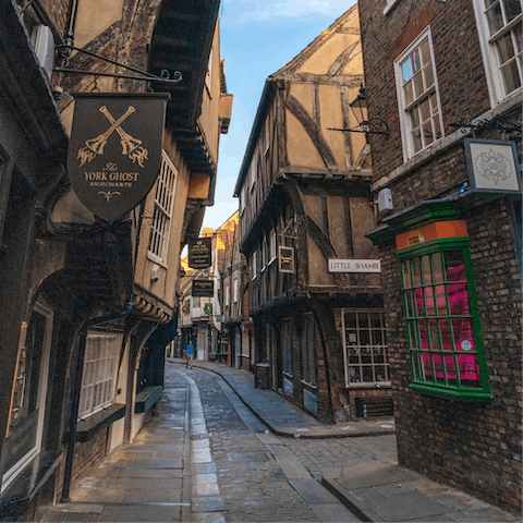 Wander along the Shambles, just thirteen minutes from your doorstep