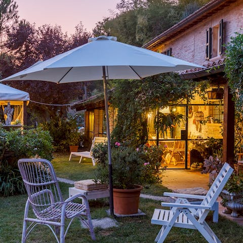 Enjoy cocktails in the garden as the sun goes down