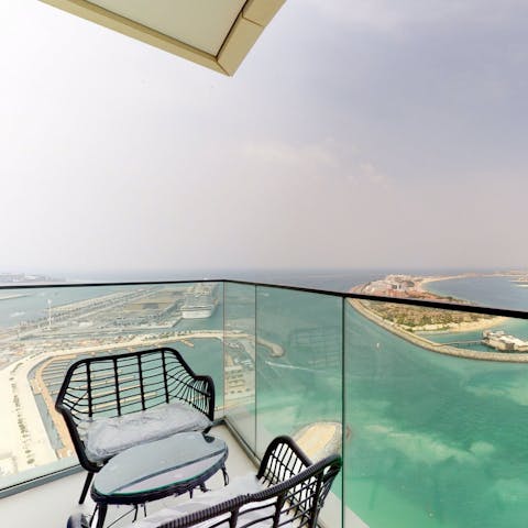 Enjoy a cup of coffee at dazzling heights with views of the Gulf
