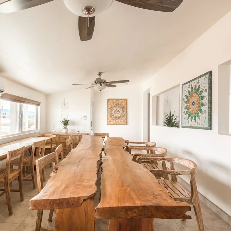 Serve up a delicious meal to share at the long wooden table