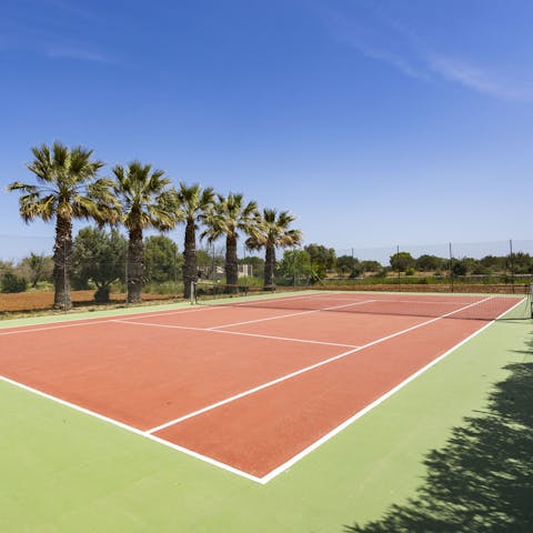 Stay energised with games of tennis on your own private court